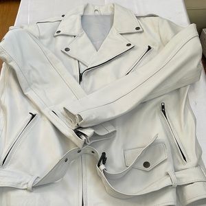 White leather jacket, size small, 22” pit to pit